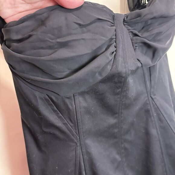 ASOS DESIGN Black Structured Chiffon Sleeve Bustier Top Mini Dress US 12 NWT - Picture 2 of 10